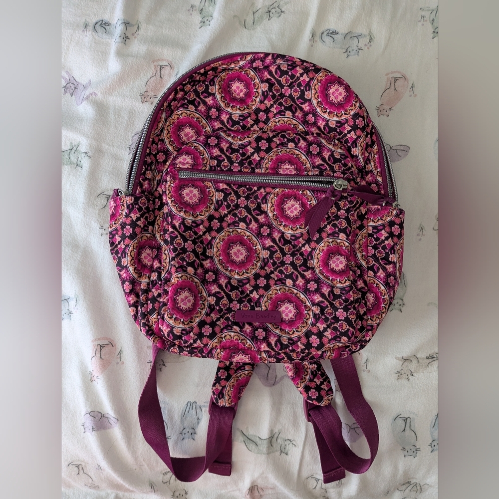Vera Bradley Performance Twill Raspberry Medallion Small Backpack